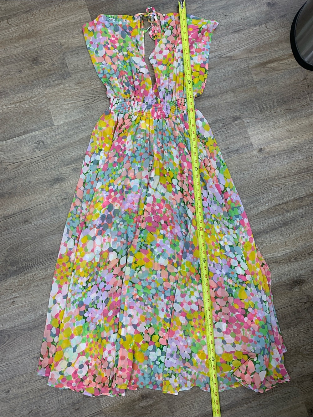 kate spade Multicolor Confetti Sheer Chiffon Floral Maxi Dress Size Small